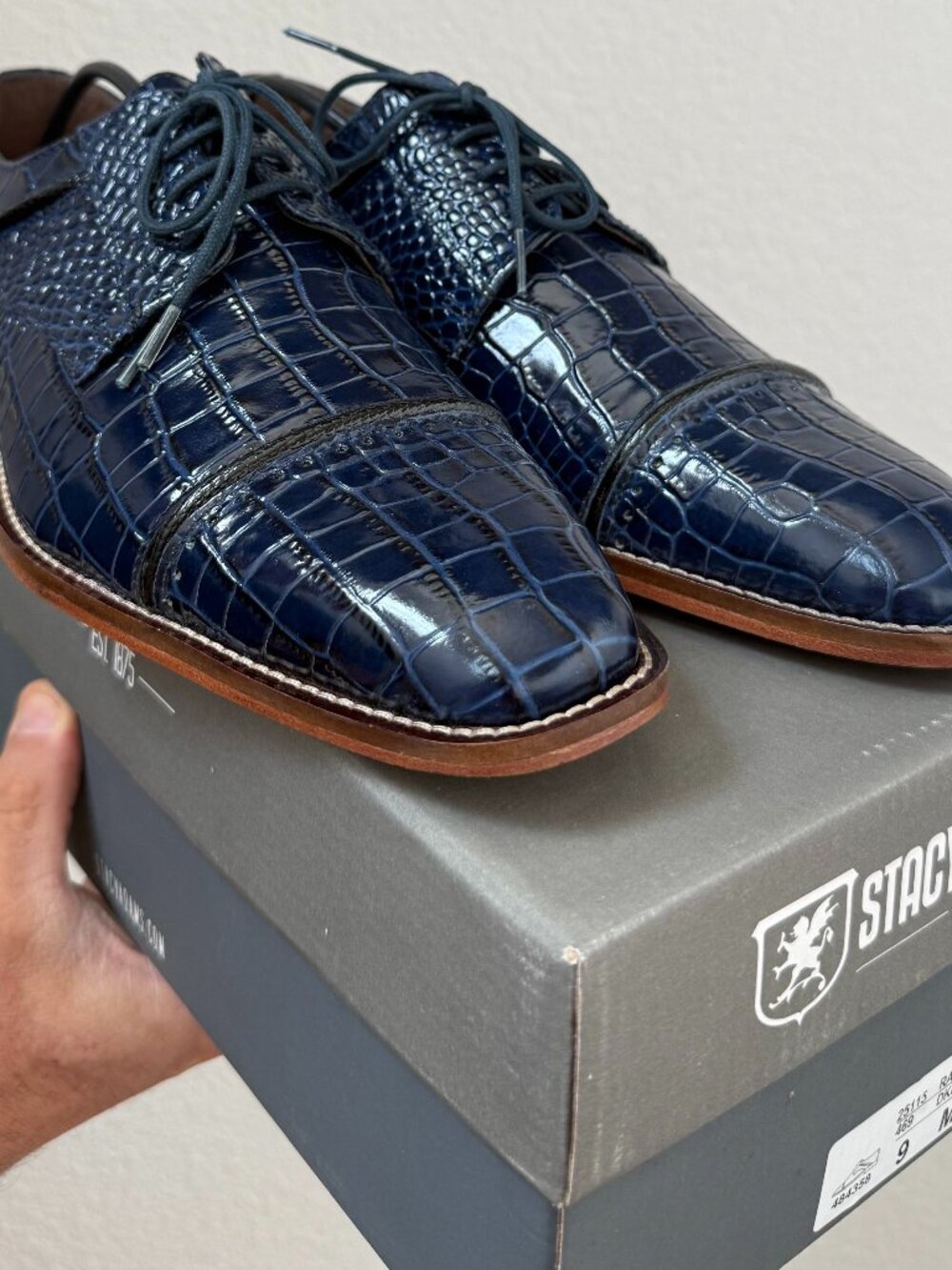 Stacy Adams Navy Blue Raimondo Leather Dress Shoes Size 9
